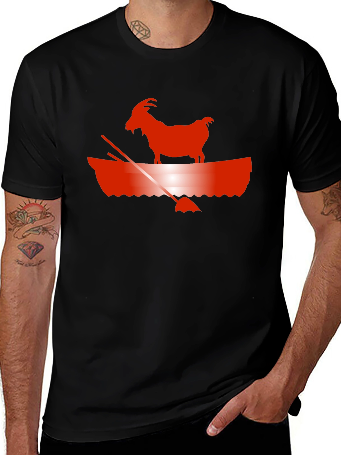 Goat in Boat Graphic T-Shirt - Classic Black Tee