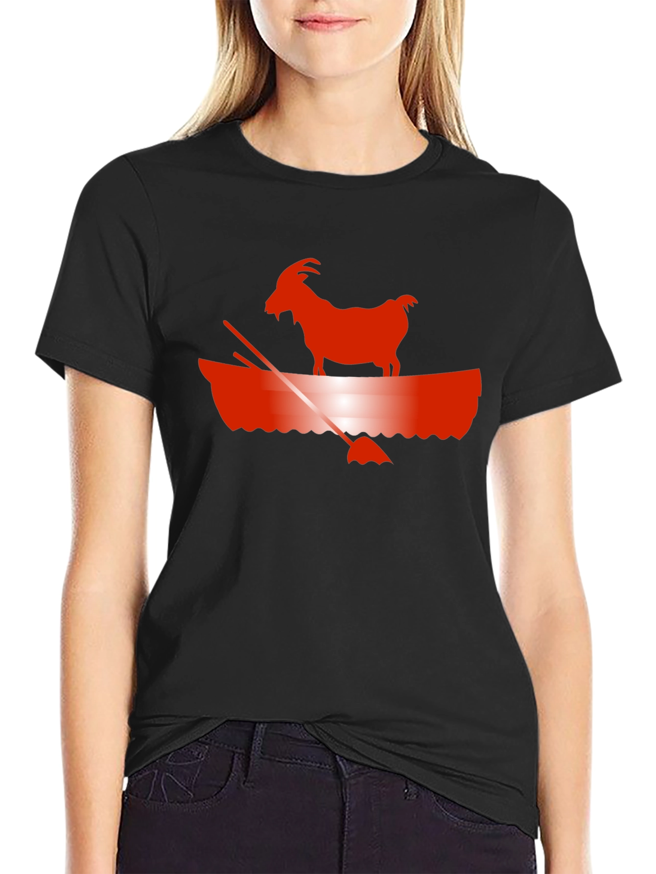 Goat in Boat Graphic T-Shirt - Classic Black Tee