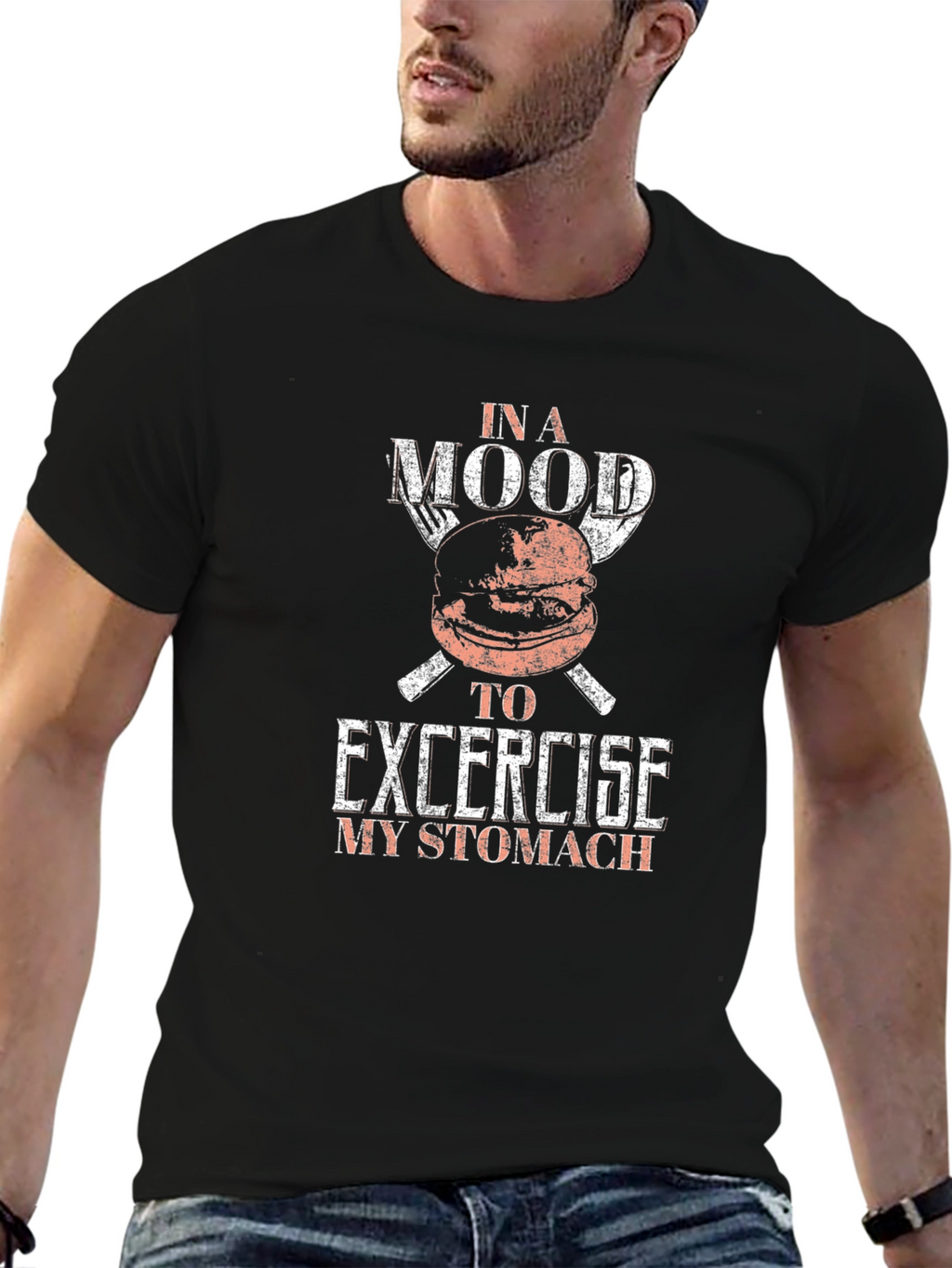 Funny Foodie T-Shirt - Exercise My Stomach