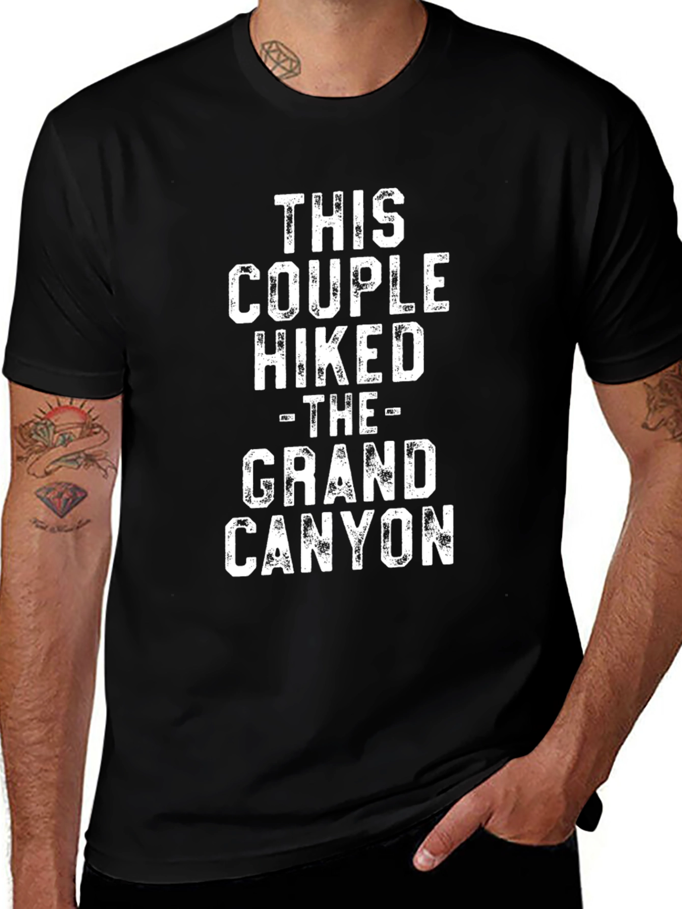 Grand Canyon Hiker Couple T-Shirt - Black