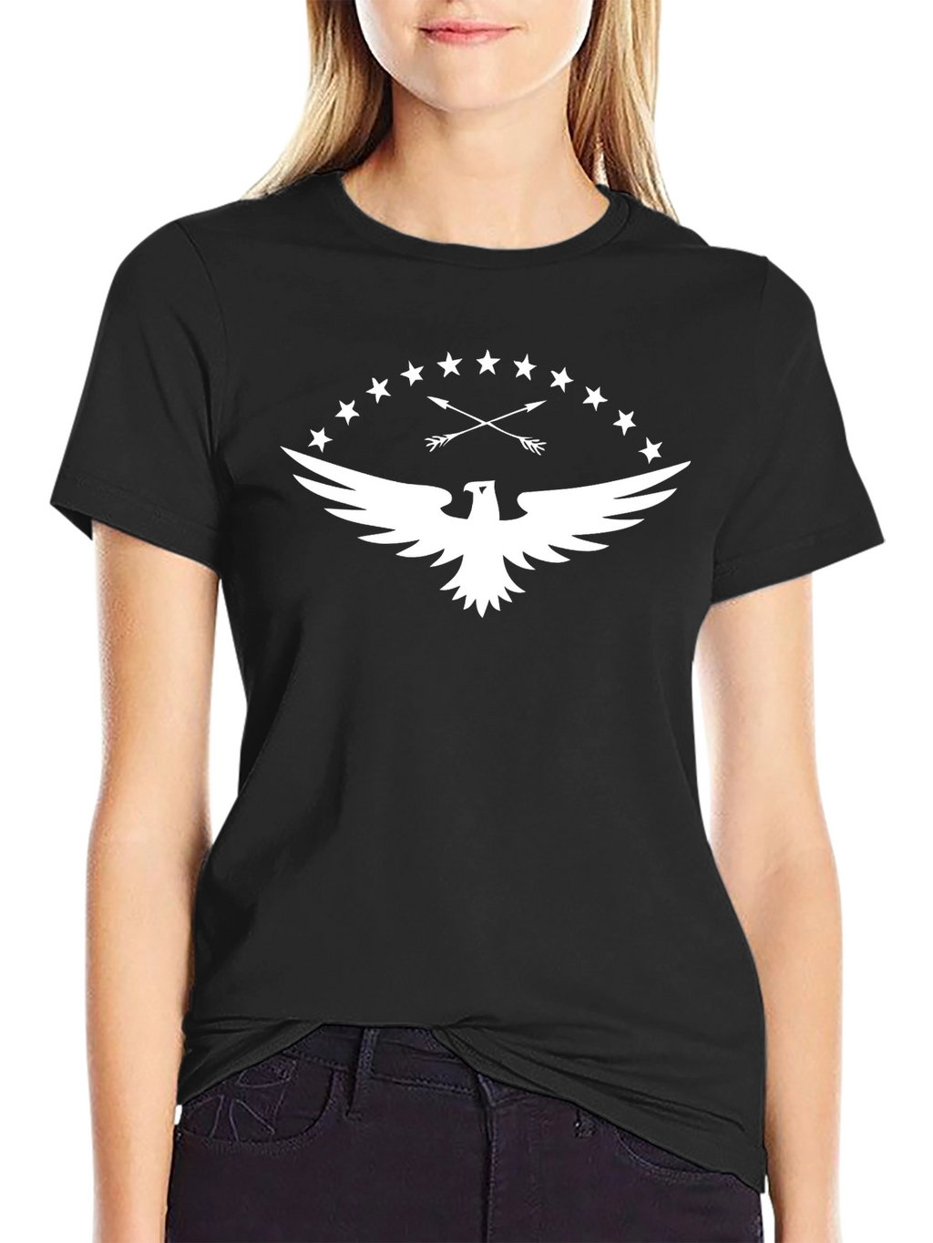 Eagle Arrows Stars Black Graphic T-Shirt