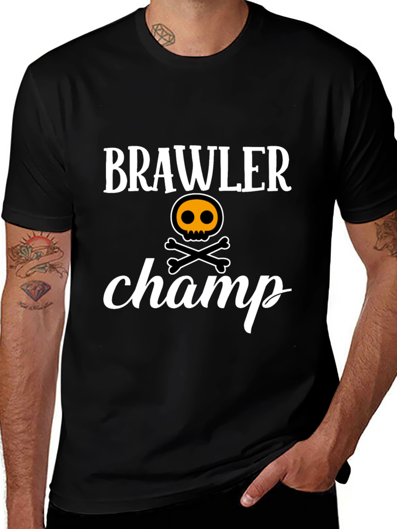 Brawler Champ T-Shirt - Skull & Crossbones Design