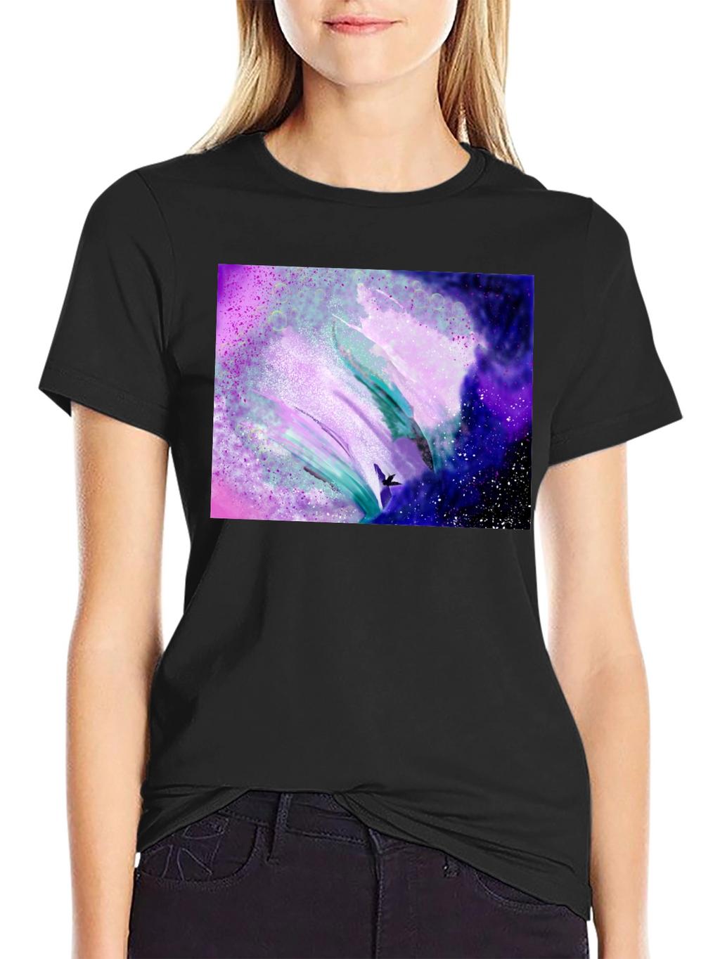Abstract Galaxy T-Shirt - Artistic Black Tee