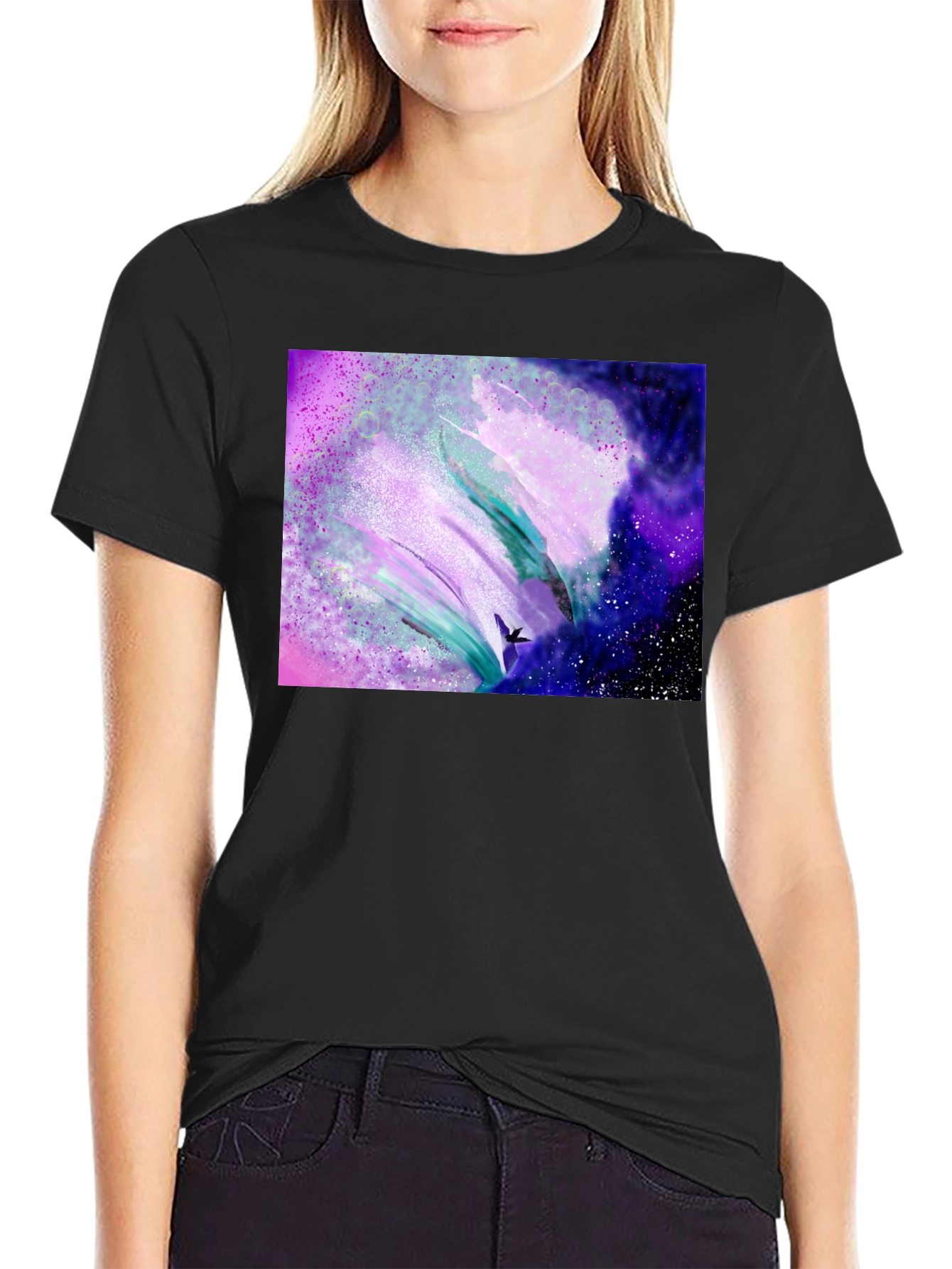 Abstract Galaxy T-Shirt - Artistic Black Tee