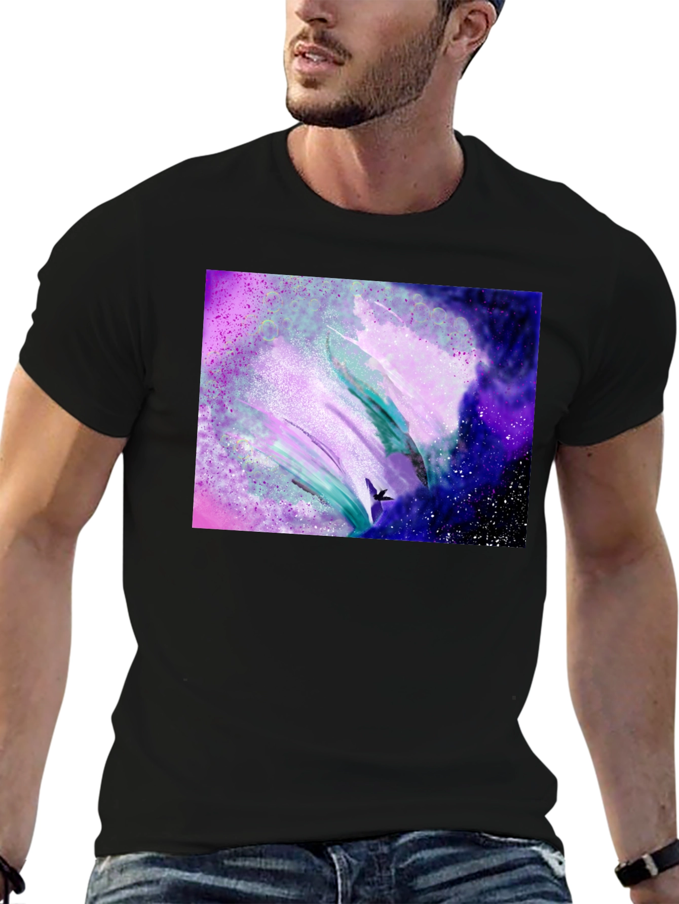 Abstract Galaxy T-Shirt - Artistic Black Tee