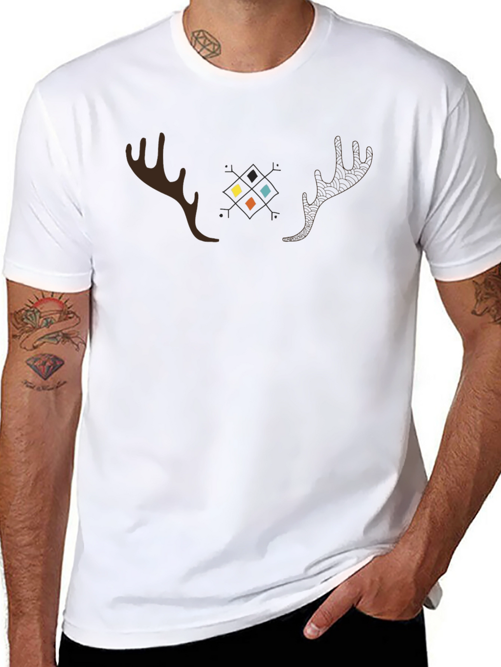 Geometric Moose Antler Graphic Tee