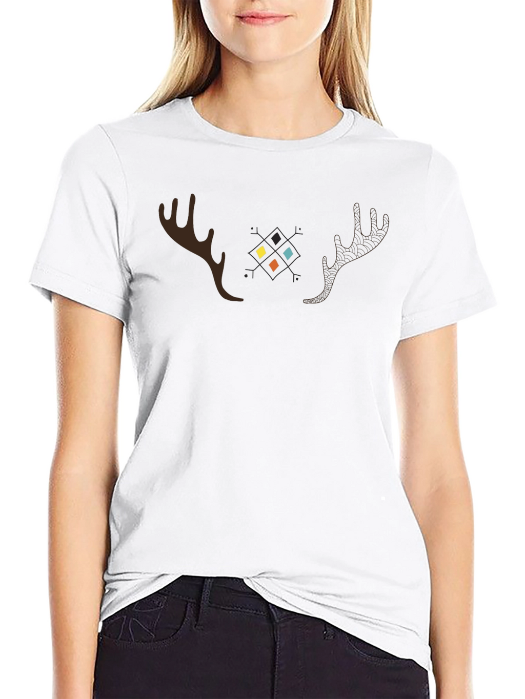 Geometric Moose Antler Graphic Tee