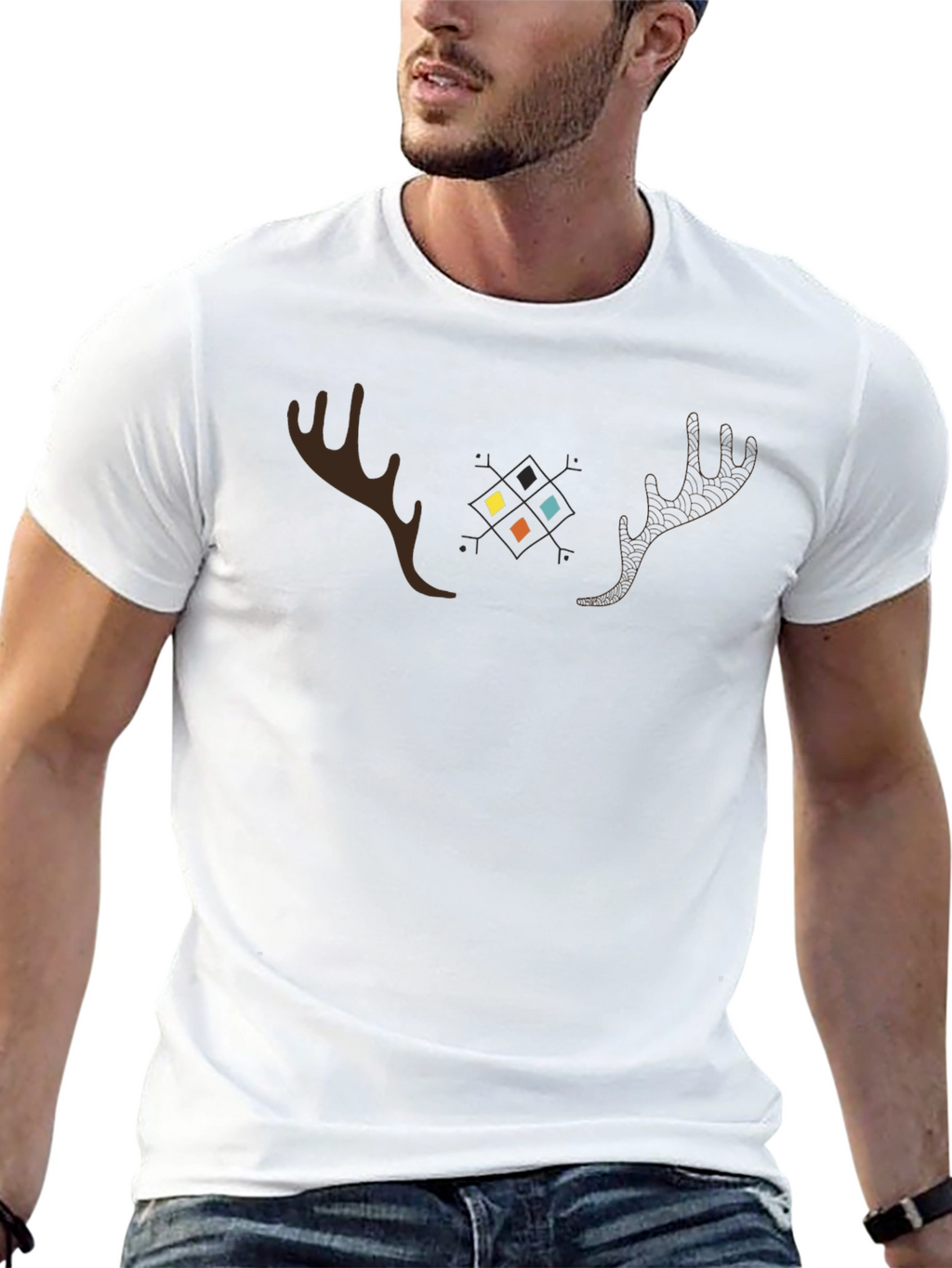 Geometric Moose Antler Graphic Tee