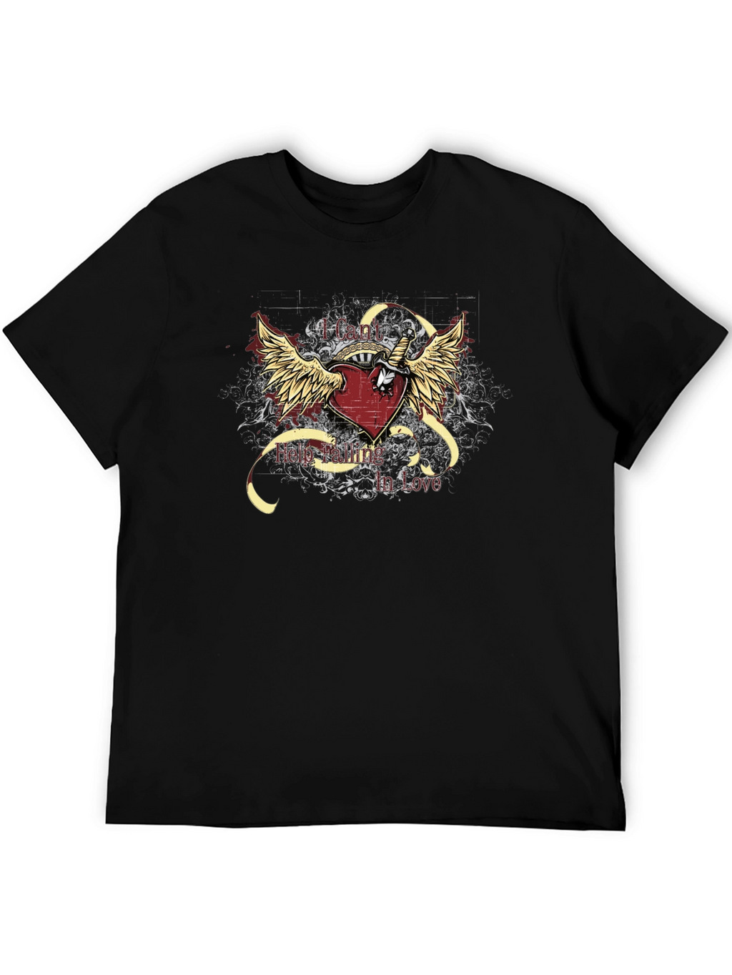Edgy Heart & Wings Graphic T-Shirt