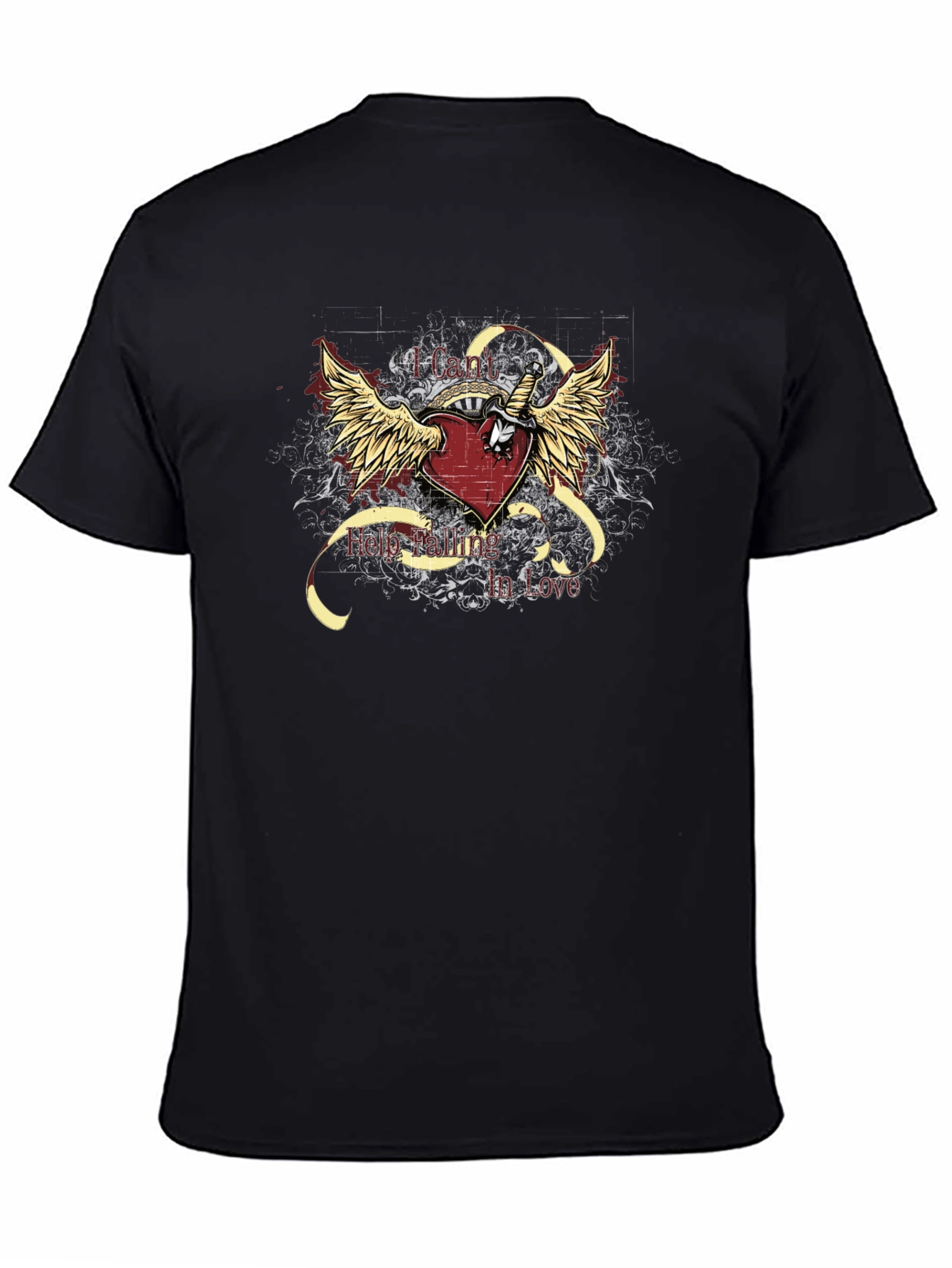 Edgy Heart & Wings Graphic T-Shirt