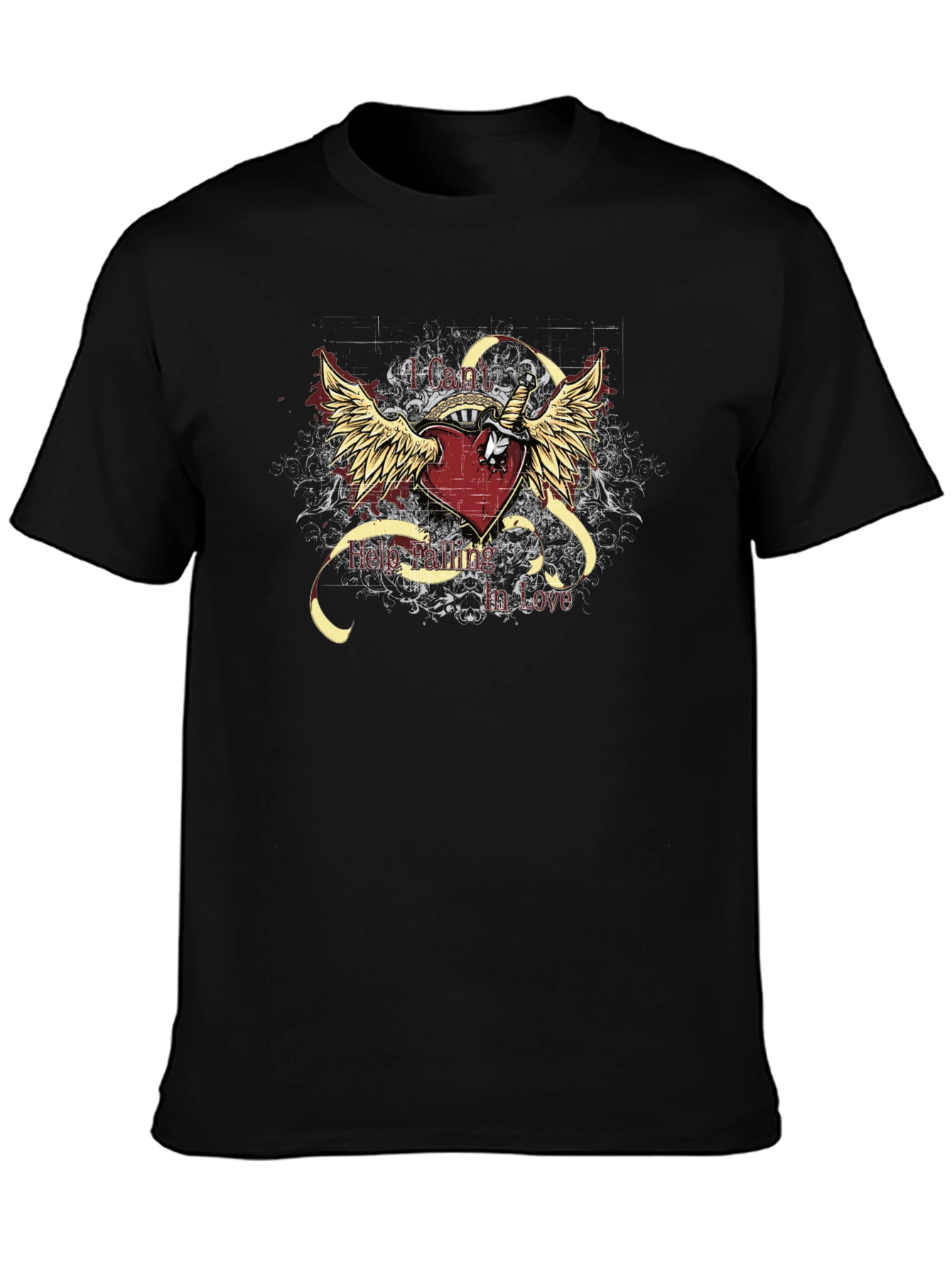 Edgy Heart & Wings Graphic T-Shirt