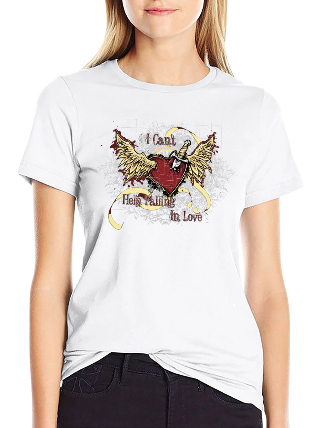 Edgy Heart & Wings Graphic T-Shirt