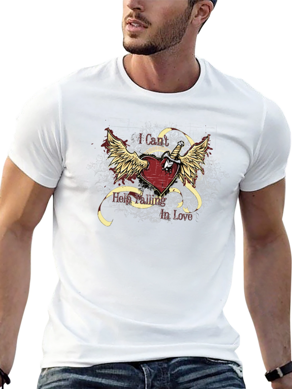 Edgy Heart & Wings Graphic T-Shirt