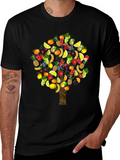 Fruit Tree Print Black T-Shirt