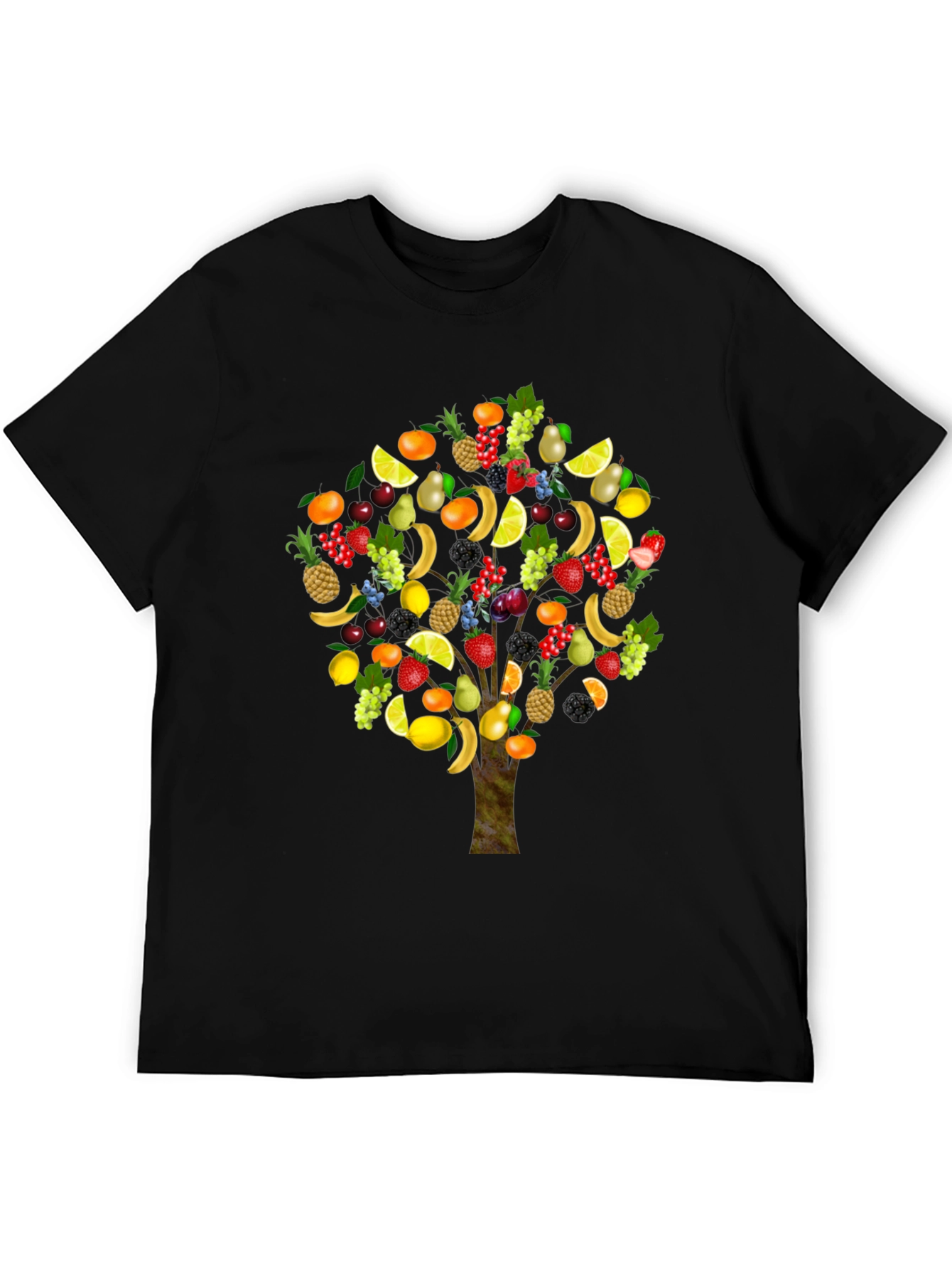 Fruit Tree Print Black T-Shirt