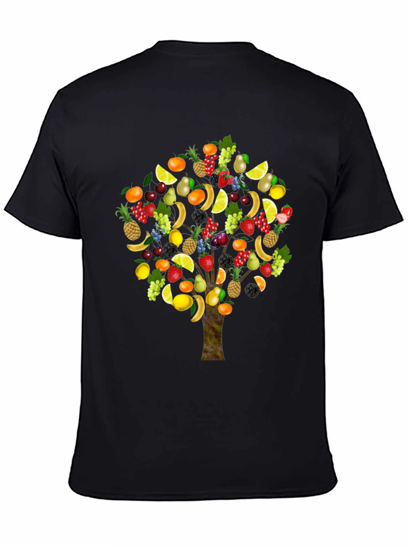 Fruit Tree Print Black T-Shirt