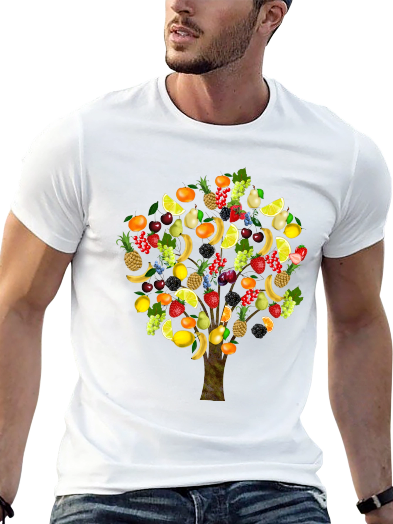 Fruit Tree Print Black T-Shirt