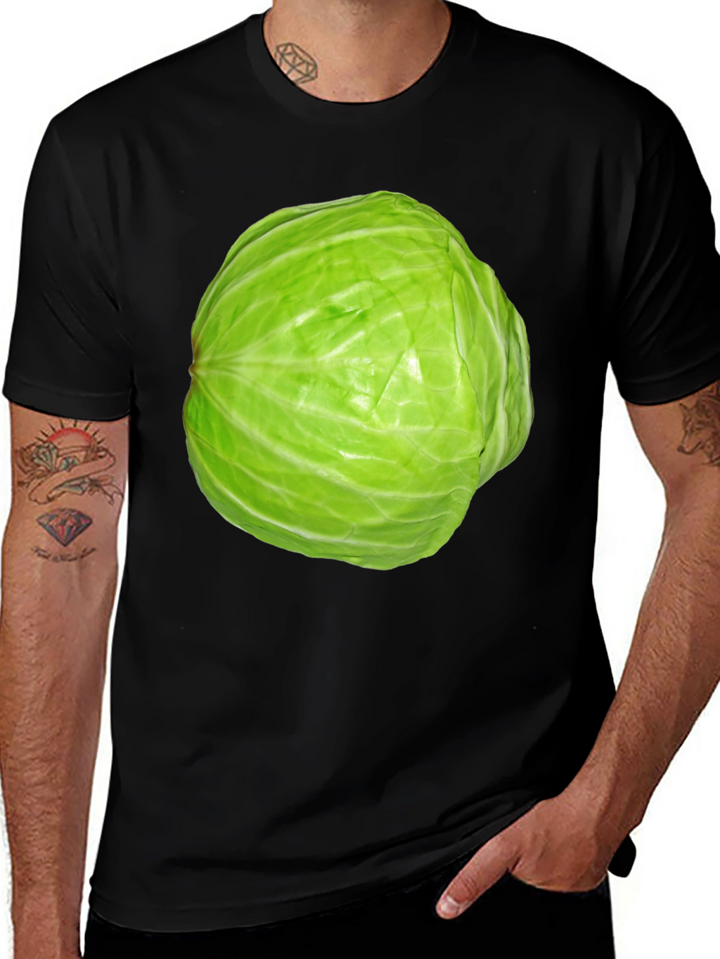 Cabbage Graphic Tee - Quirky Vegetable T-Shirt