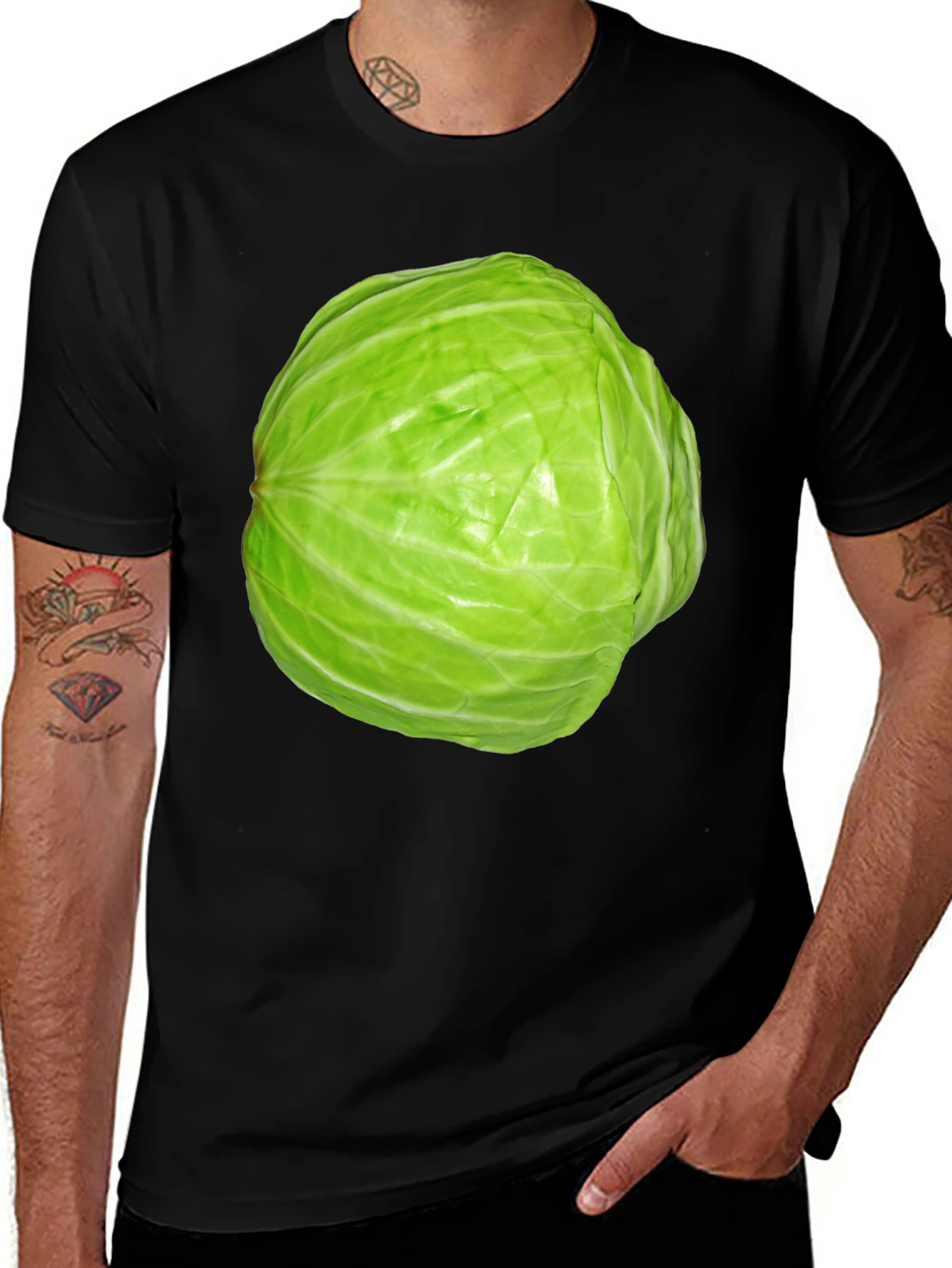 Cabbage Graphic Tee - Quirky Vegetable T-Shirt