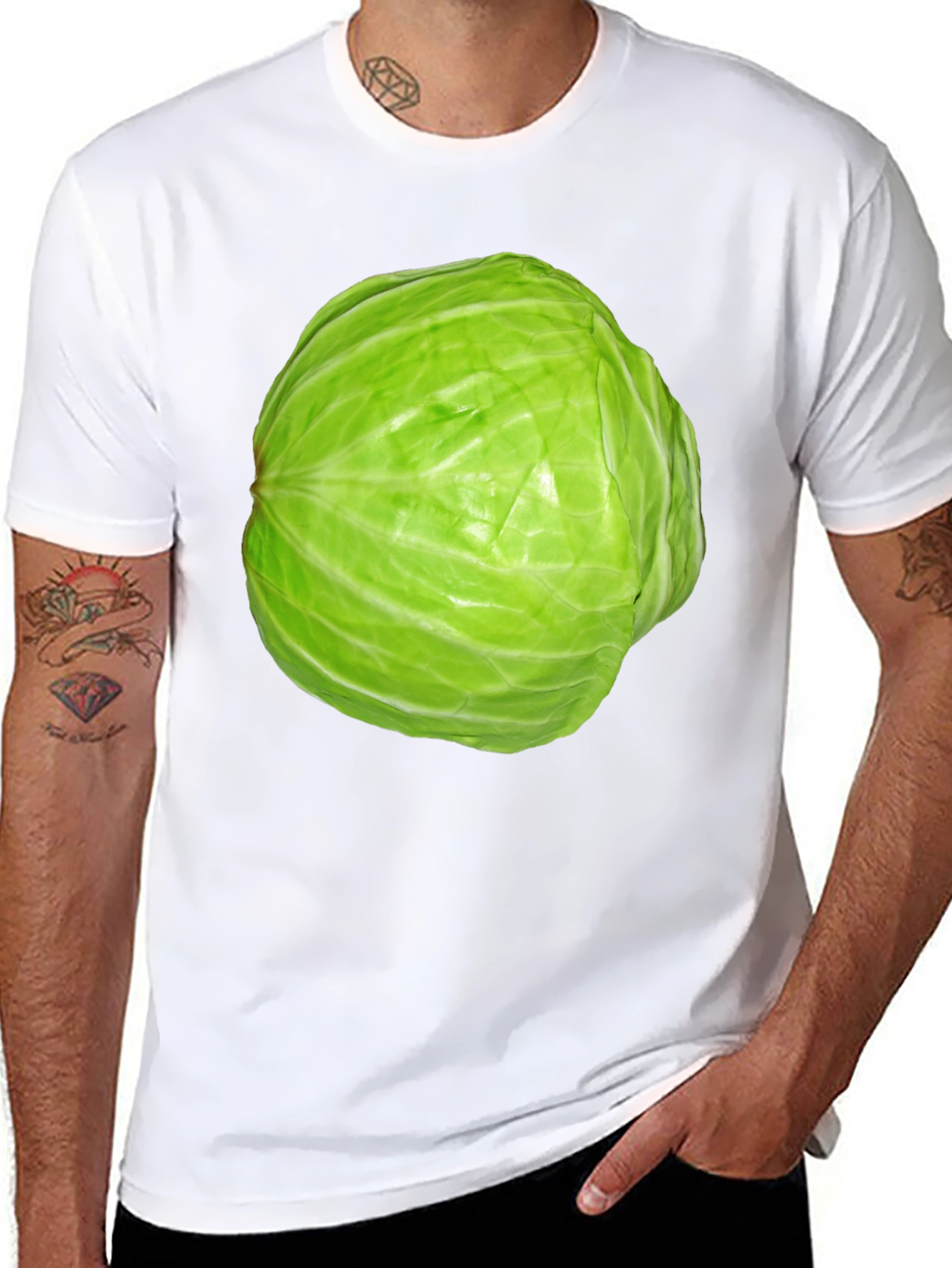 Cabbage Graphic Tee - Quirky Vegetable T-Shirt