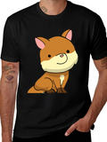 Cute Cartoon Dog Black T-Shirt