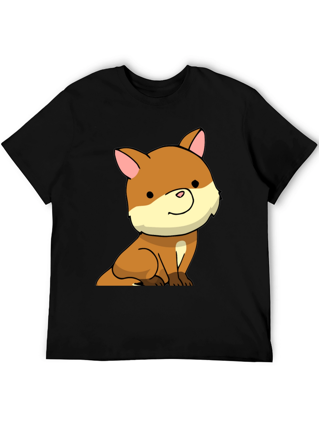 Cute Cartoon Dog Black T-Shirt