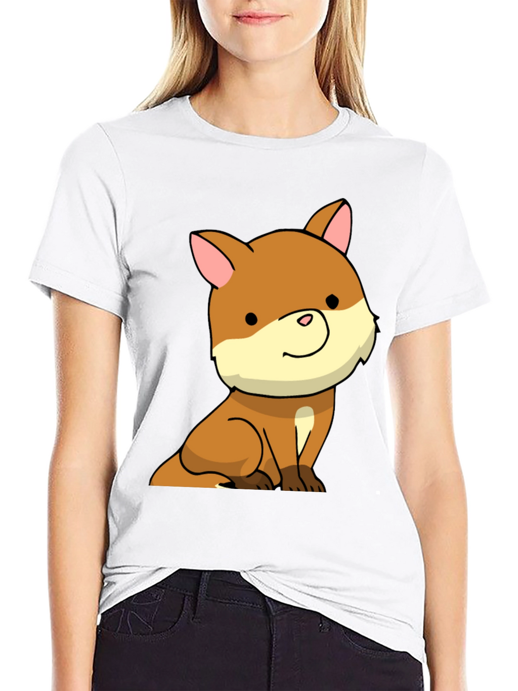 Cute Cartoon Dog Black T-Shirt