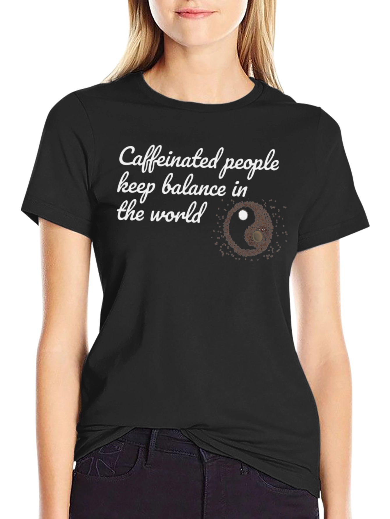 Caffeinated People Yin Yang T-Shirt - Balance the World!