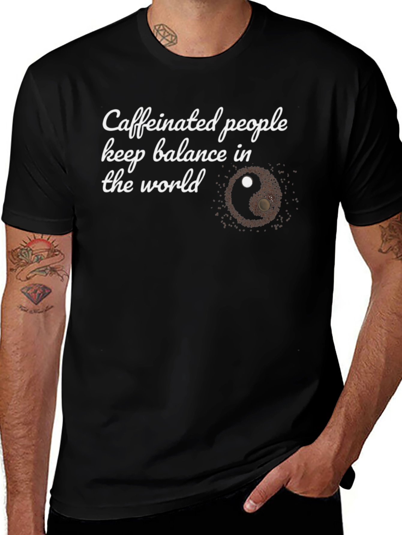 Caffeinated People Yin Yang T-Shirt - Balance the World!