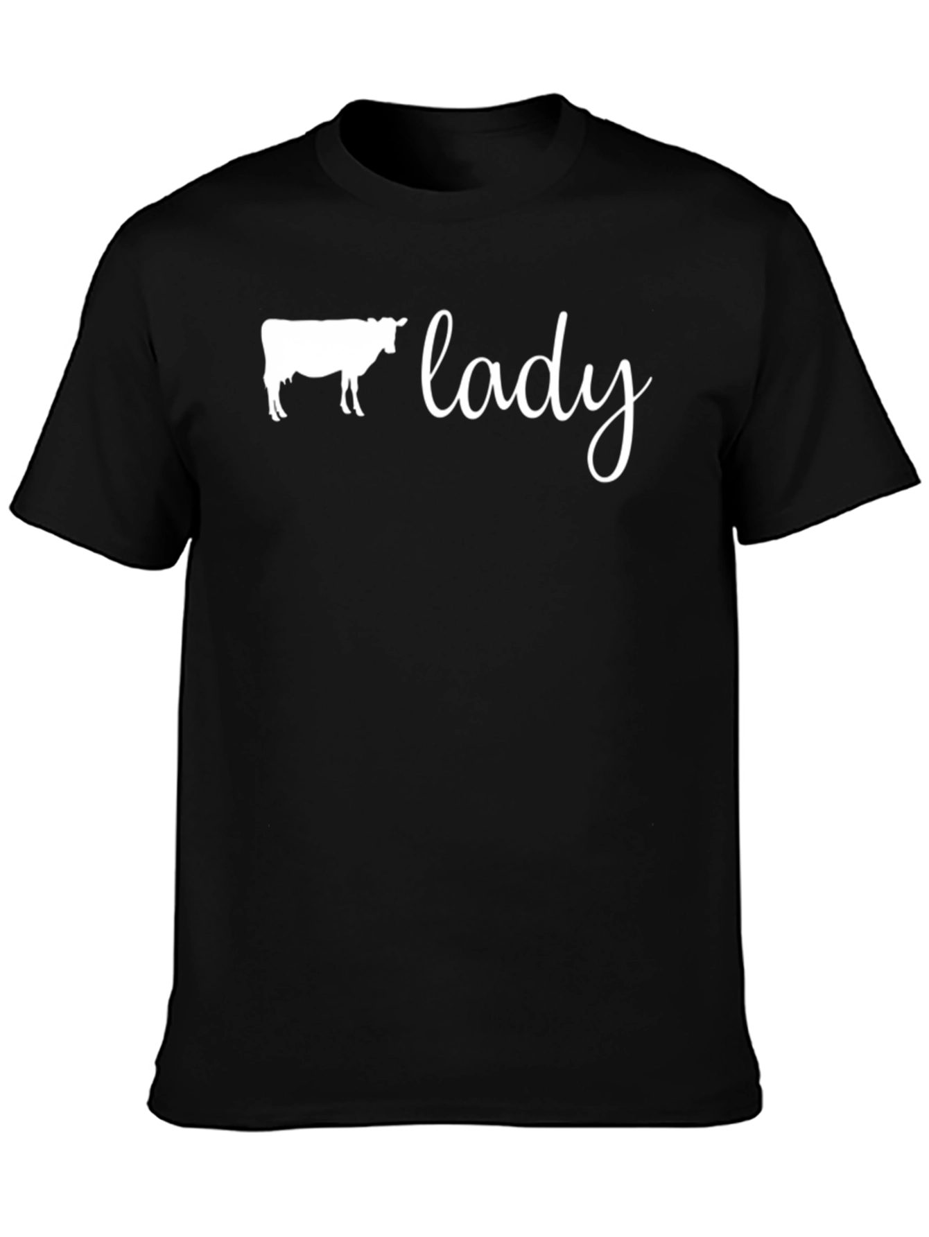 Cow Lady T-Shirt - Black Cotton Tee