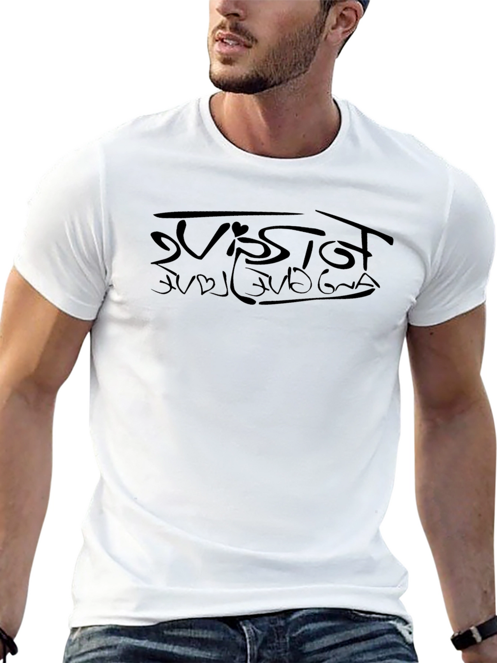 Black T-Shirt with Artistic Graphic