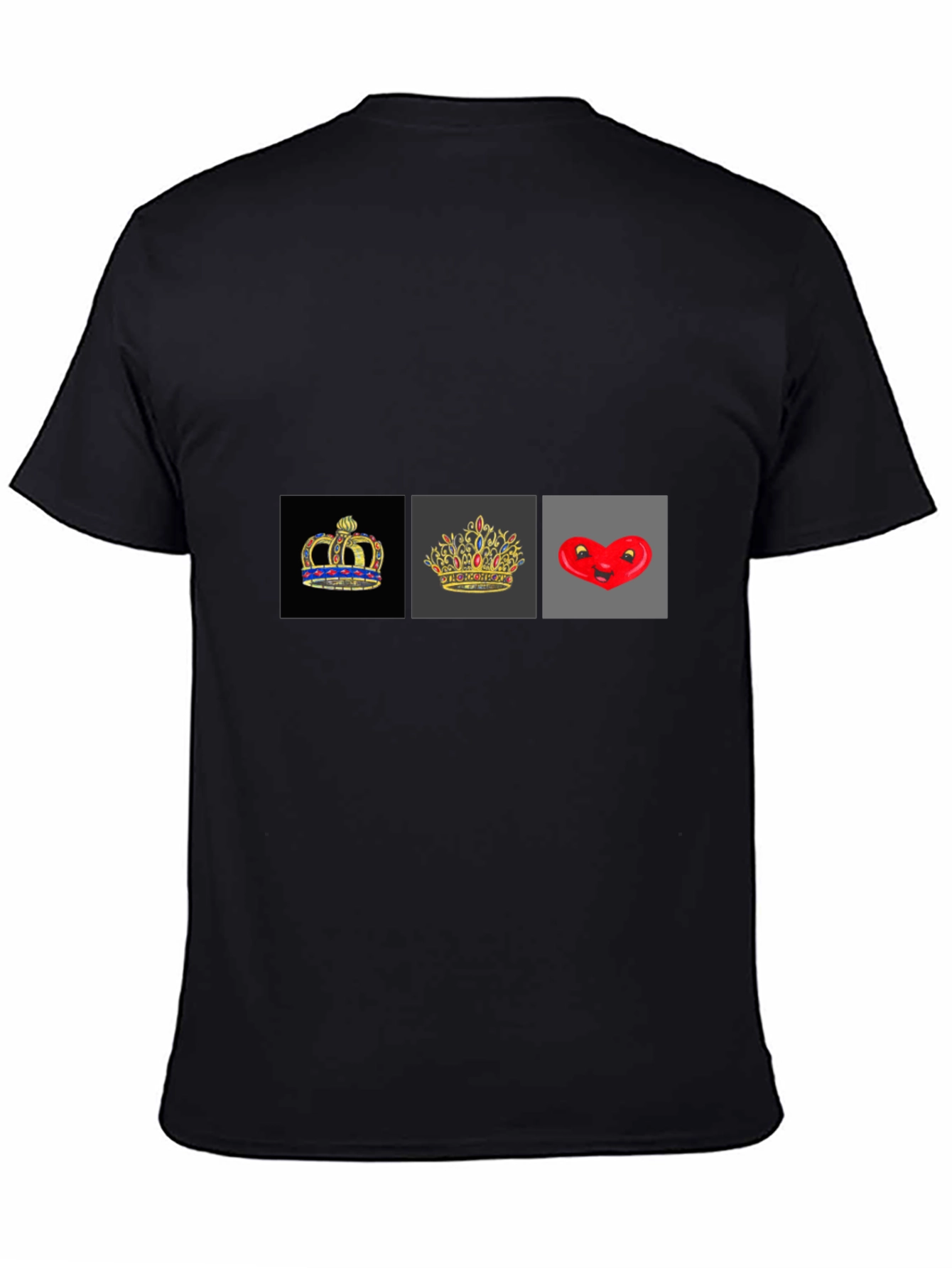 Crown & Hearts Black T-Shirt - Trendy Graphic Tee