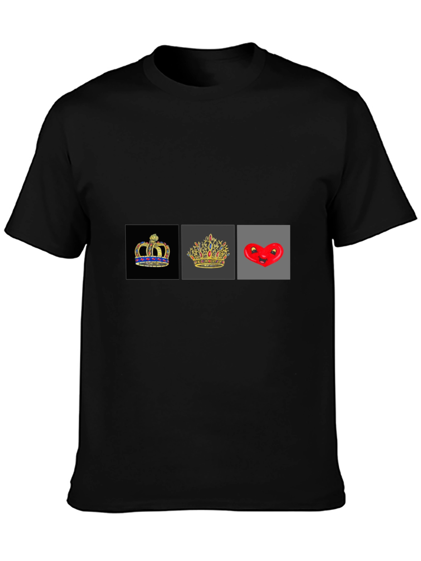 Crown & Hearts Black T-Shirt - Trendy Graphic Tee