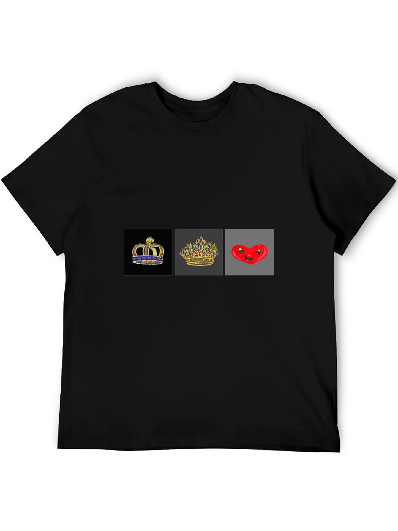 Crown & Hearts Black T-Shirt - Trendy Graphic Tee