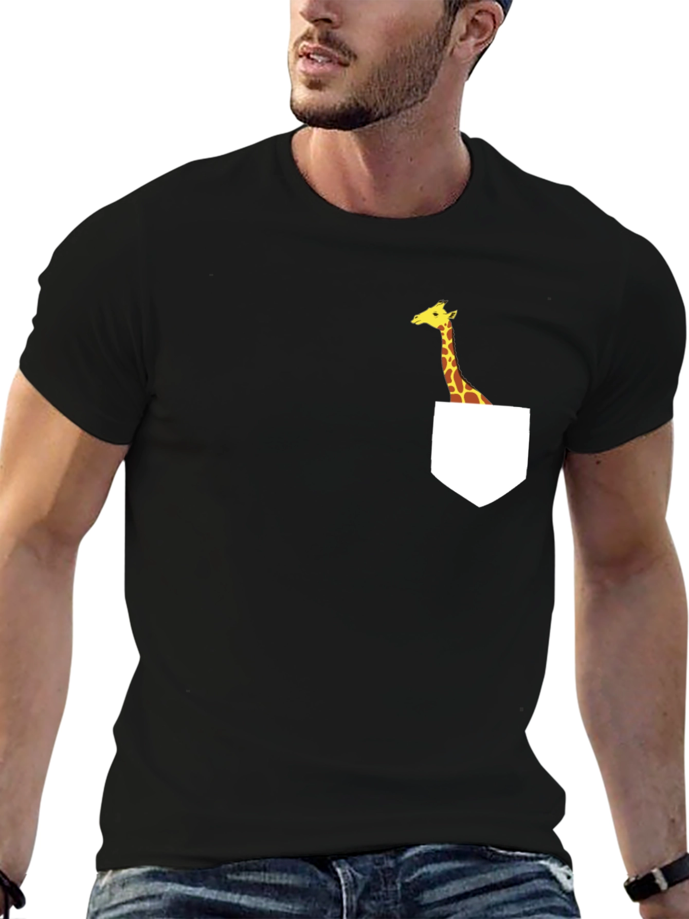 Giraffe Pocket T-Shirt - Fun Graphic Tee