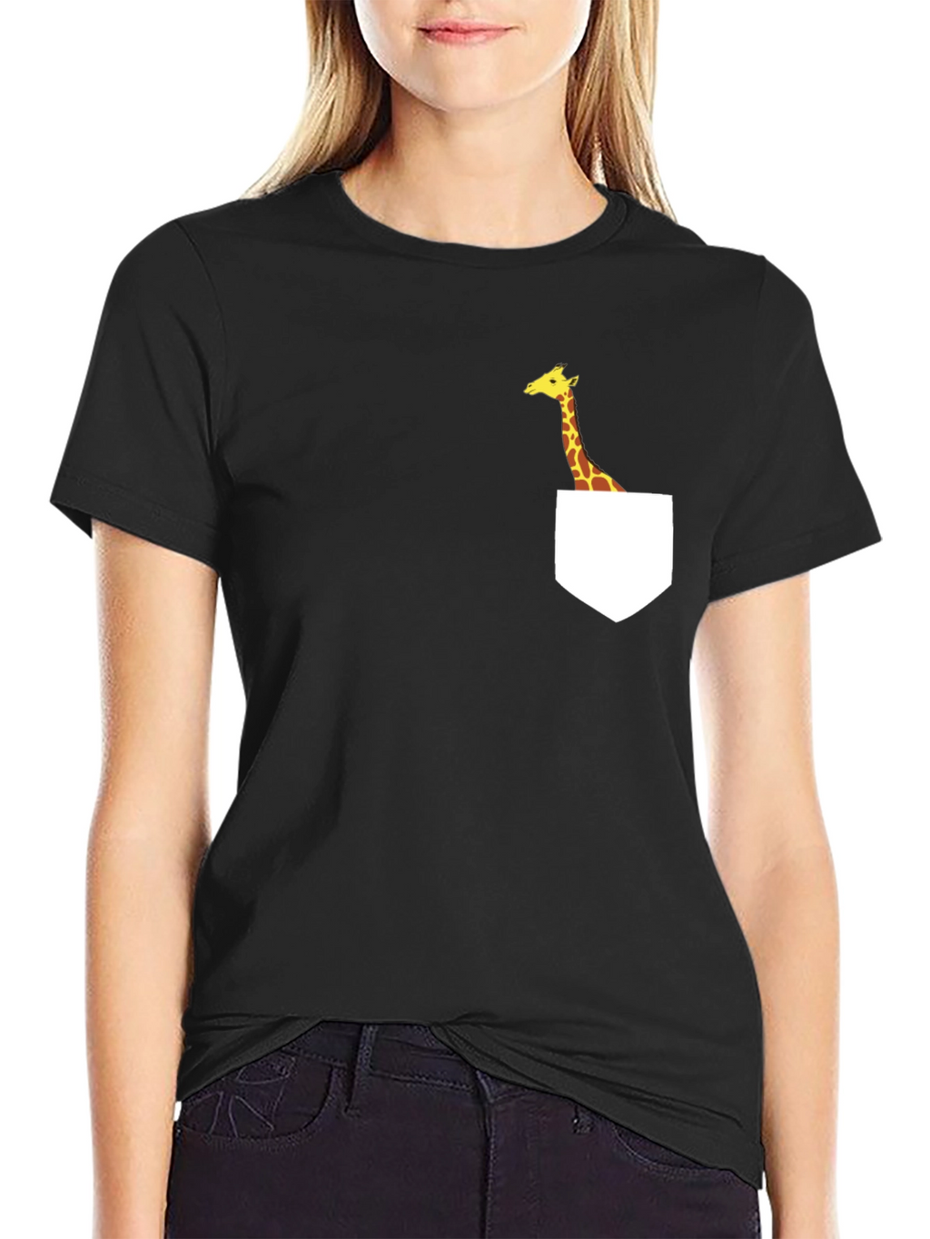 Giraffe Pocket T-Shirt - Fun Graphic Tee
