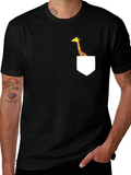 Giraffe Pocket T-Shirt - Fun Graphic Tee