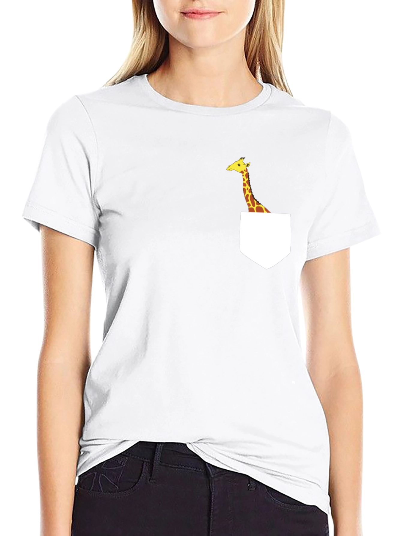Giraffe Pocket T-Shirt - Fun Graphic Tee
