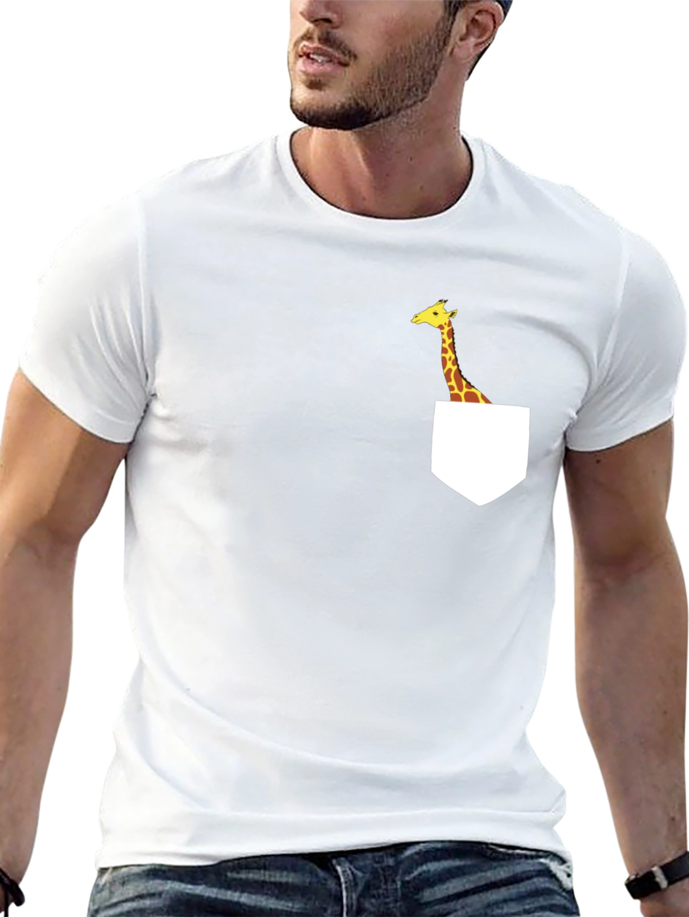 Giraffe Pocket T-Shirt - Fun Graphic Tee