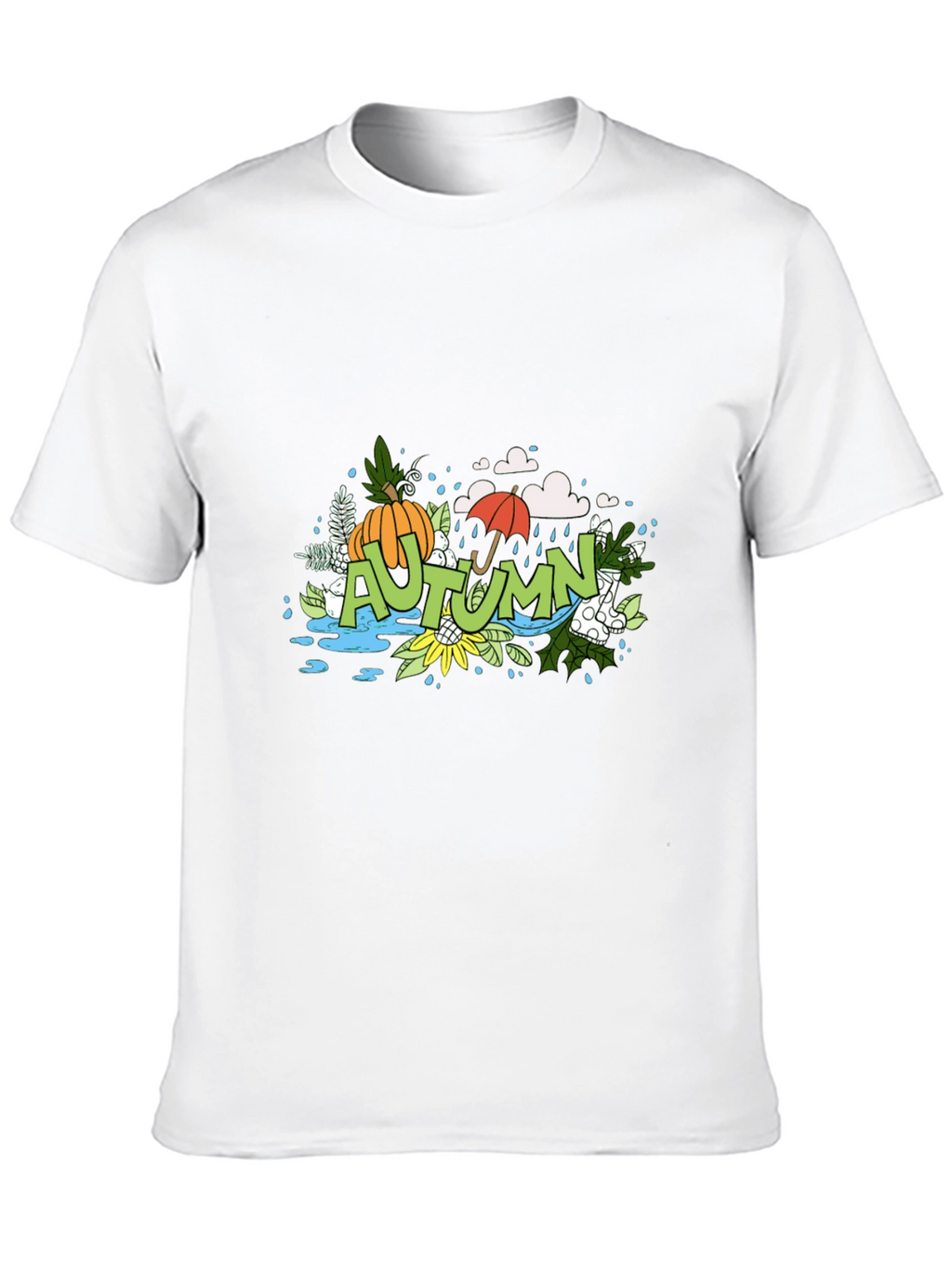 Autumn Graphic Print Black T-Shirt