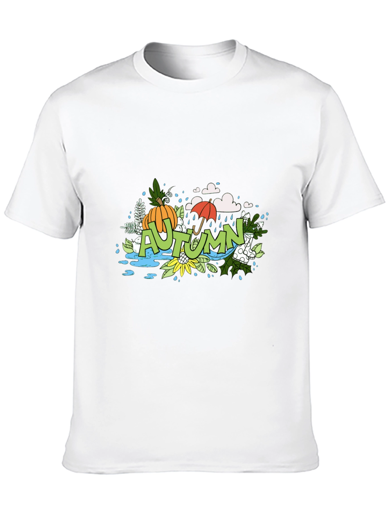 Autumn Graphic Print Black T-Shirt