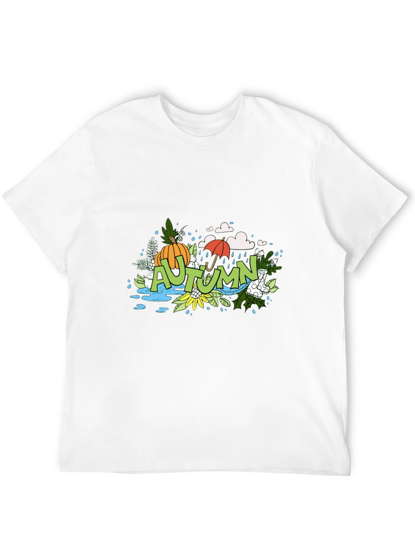 Autumn Graphic Print Black T-Shirt