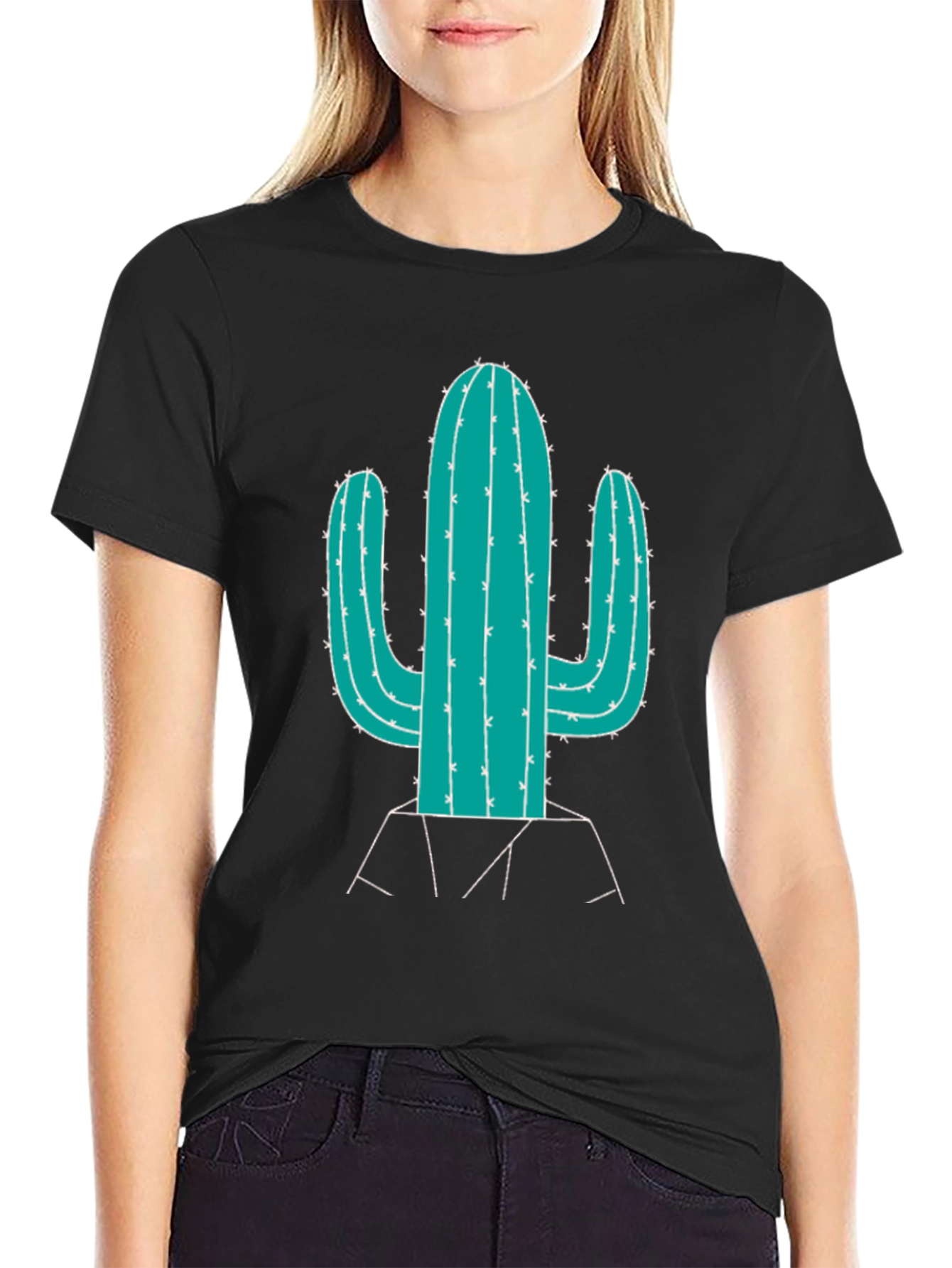 Cactus Graphic Tee - Mens Casual Black T-Shirt