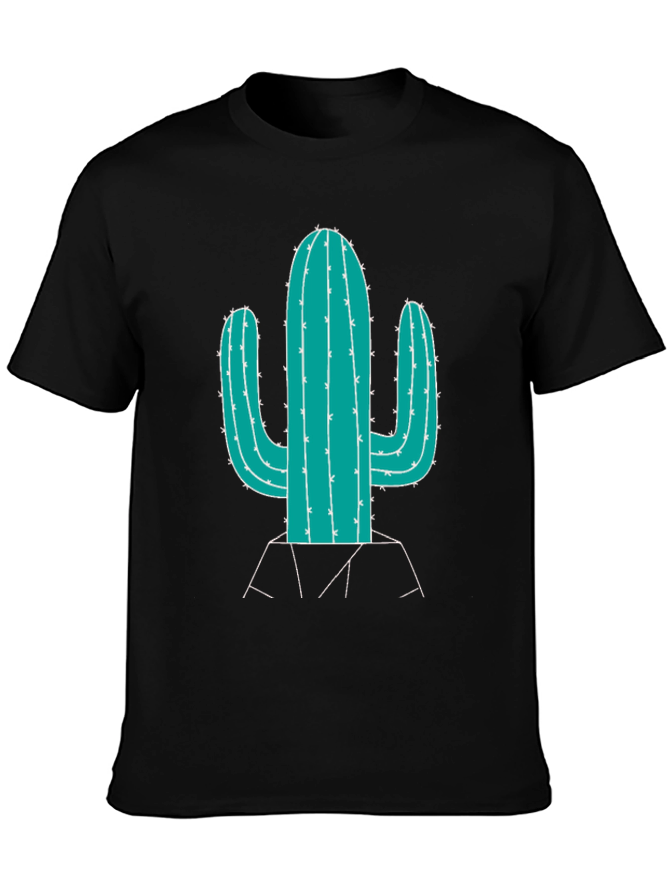Cactus Graphic Tee - Mens Casual Black T-Shirt