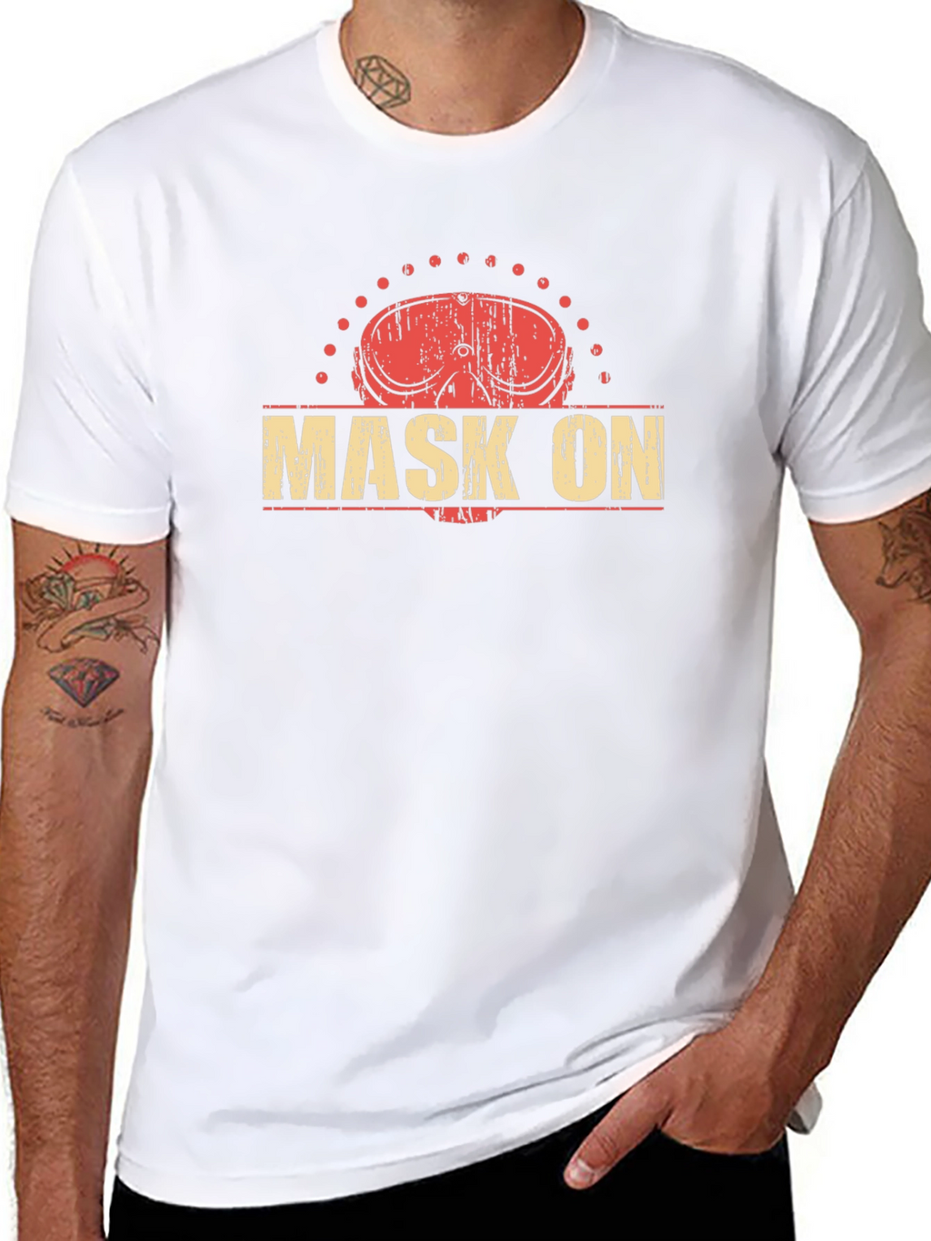 Distressed Mask On Graphic Tee