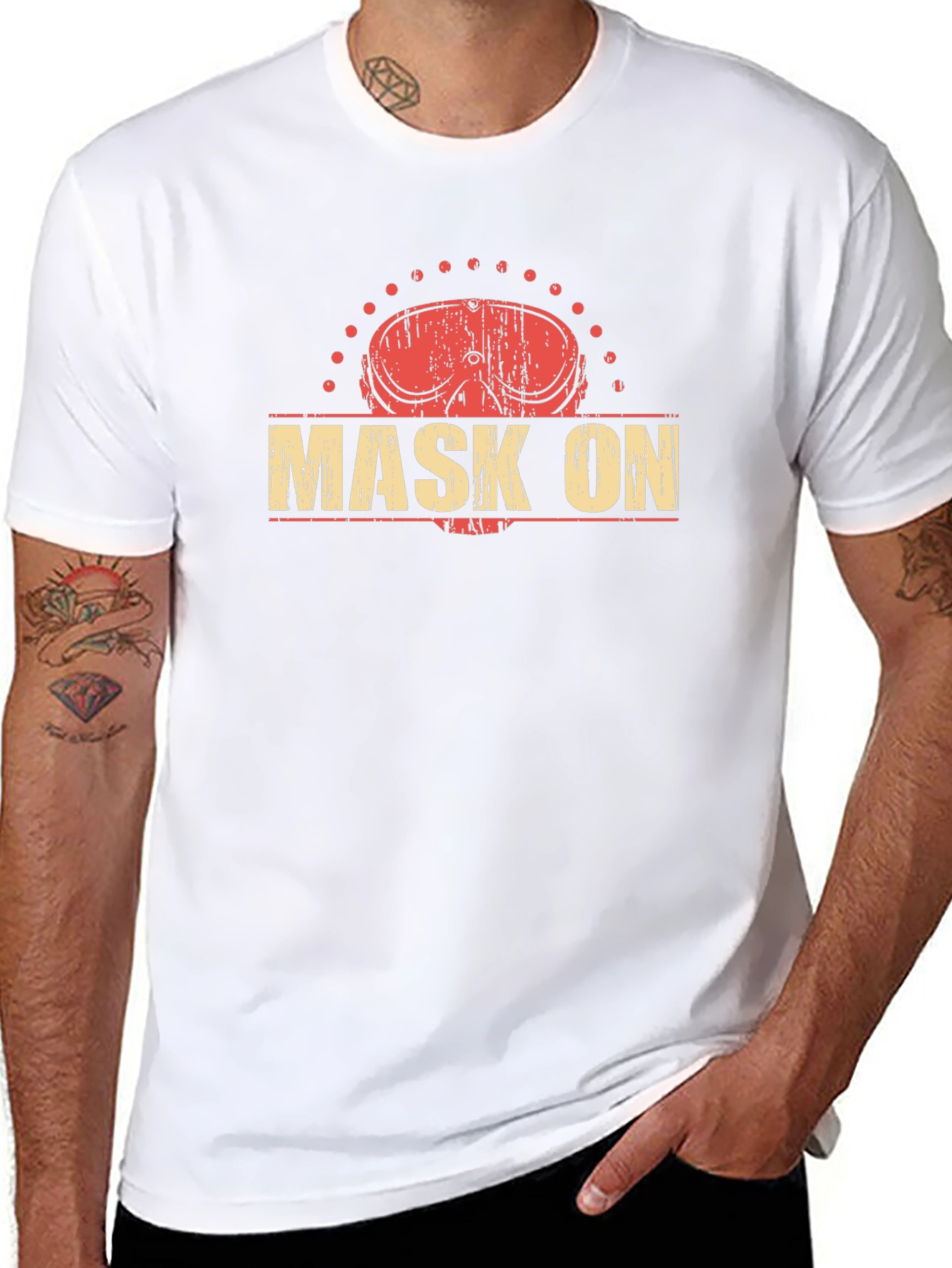 Distressed Mask On Graphic Tee