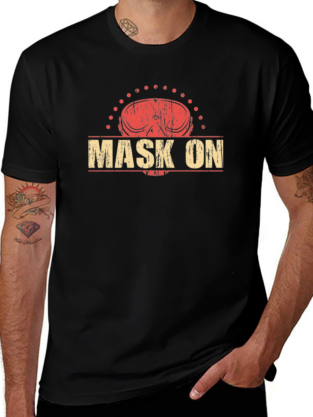 Distressed Mask On Graphic Tee