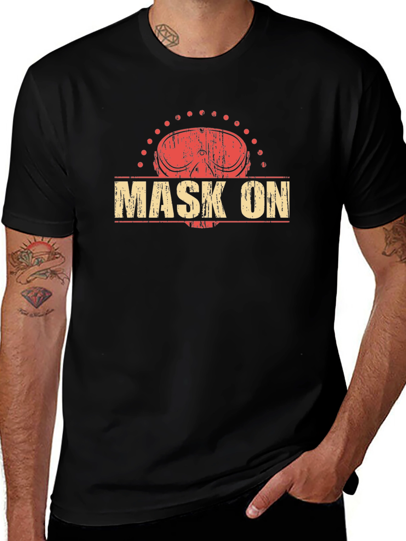 Distressed Mask On Graphic Tee