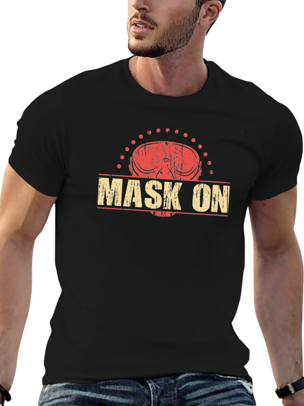 Distressed Mask On Graphic Tee