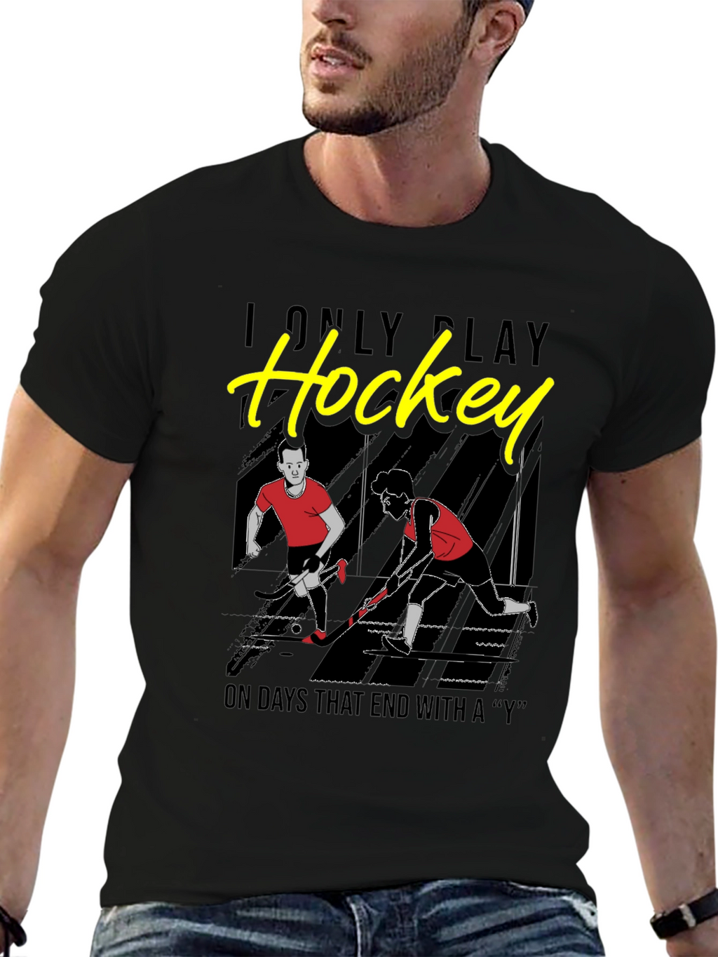 Funny Hockey Player Graphic T-Shirt